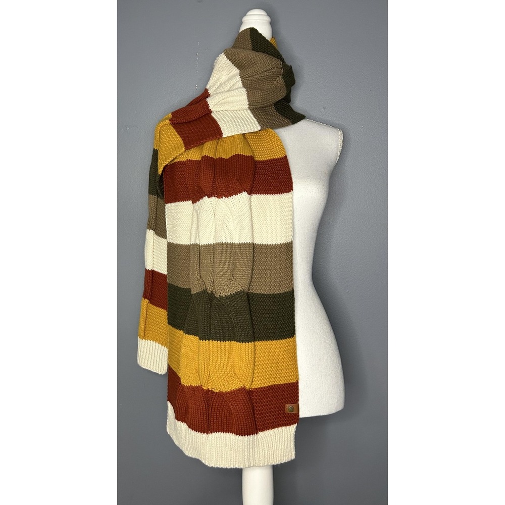 Frye And Co. Scarf Womens One Size Striped Patchwork Cable Knit Fall Colors